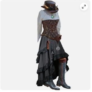 Victorian Gothic Steampunk Black & White striped skirt